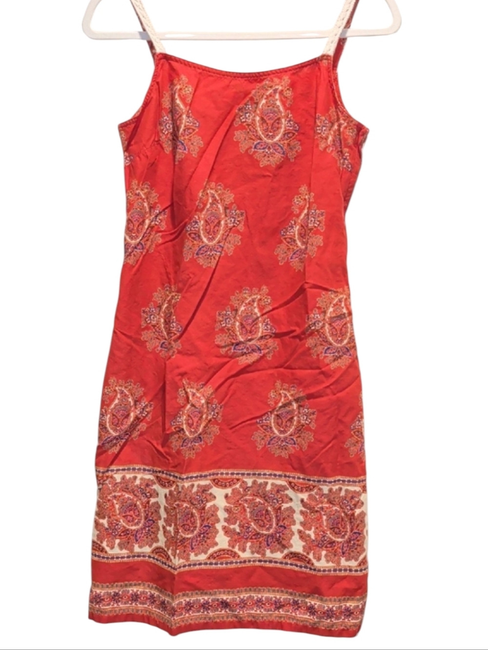 Liz Claiborne Red Paisley-Print Spaghetti Strap Midi Dress (#C1014)